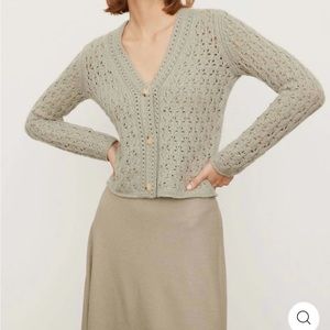 Vince Crochet Cardigan In Artichoke